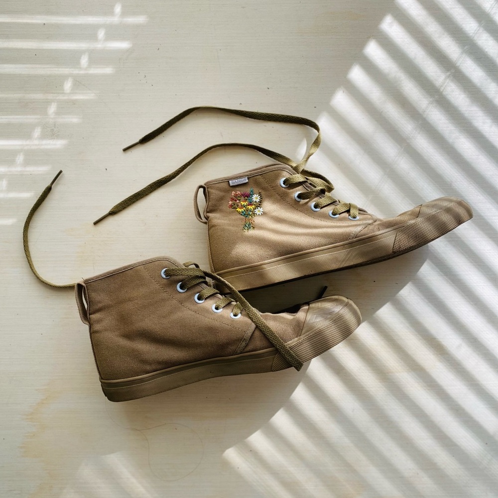 Bangs Sneakers | Floral Sneakers | Floral Hightops | Bangs Hightops | 8.5